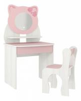 Набор детский Котенок, (600х370х1120) белый рамух/розовый фото Набор детский Котенок, (600х370х1120) белый рамух/розовый. Фото №1