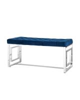Банкетка-скамейка БРУКЛИН велюр синий сталь серебро. Фото №1