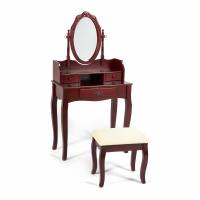 Туалетный столик с пуфом NY-V3024 (вишня) фото Туалетный столик с пуфом NY-V3024 (вишня)