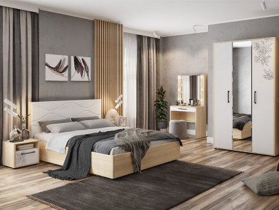 Зара Кровать 1.6 Люкс дуб сонома/белый фото Зара Кровать 1.6 Люкс дуб сонома/белый. Фото