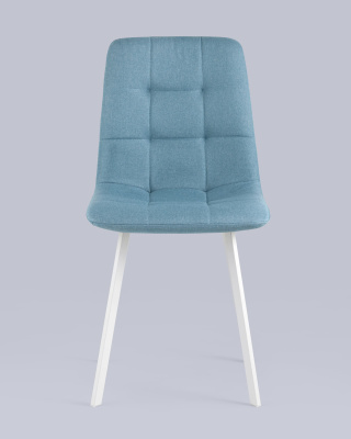 Стул Chilly рогожка голубой ножки белые. Фото