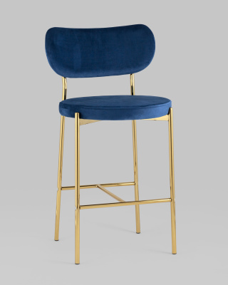 Стул полубарный Барбара велюр синий золотые ножки. Фото №3