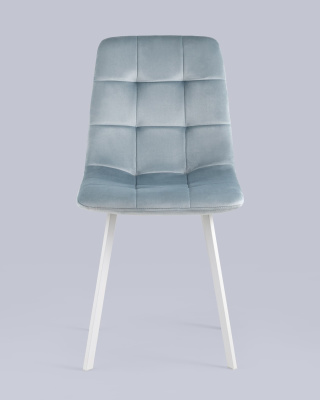 Стул Chilly велюр серо-голубой ножки белые. Фото №5