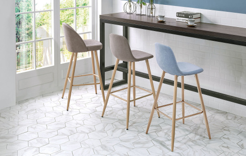 Барный стул 350B бежевый темный/дерево. Фото №9