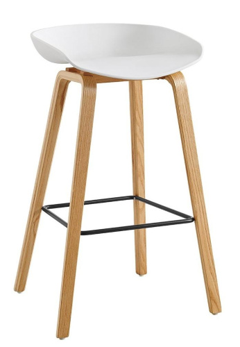 Стул барный BY003 белый бук/матовый черный металл. Фото №1