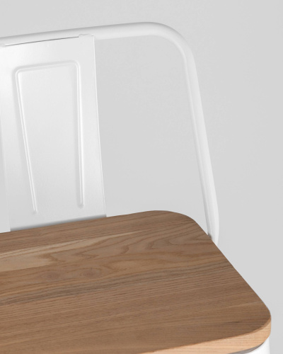 Стул барный TOLIX WOOD со спинкой белый глянцевый. Фото №10