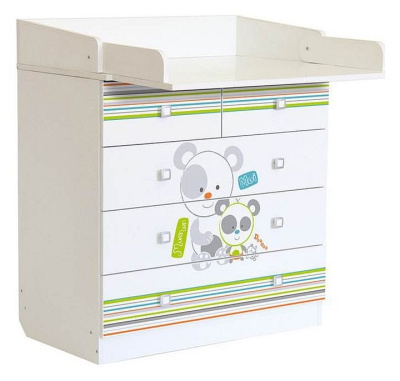 Комод пеленальный Polini kids Simple 1780 Панды, белый. Фото №3