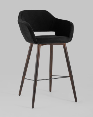Стул барный Саймон велюр черный фото Стул барный Саймон велюр черный. Фото №3