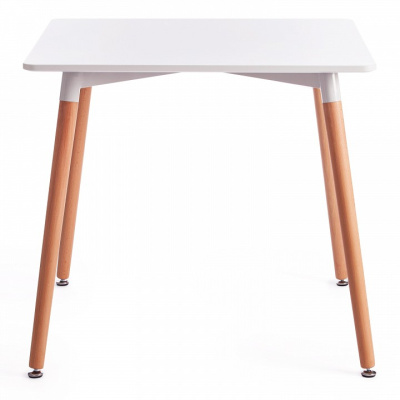 Стол JOHN (mod. T1003) МДФ/дерево, 80 х 80 х 75 см , White (Белый) / Natural (натуральный). Фото