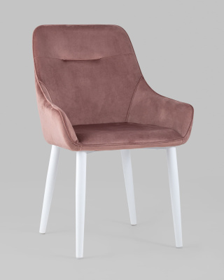 Стул Диана велюр пыльно-розовый ножки белые фото Стул Диана велюр пыльно-розовый ножки белые. Фото №3