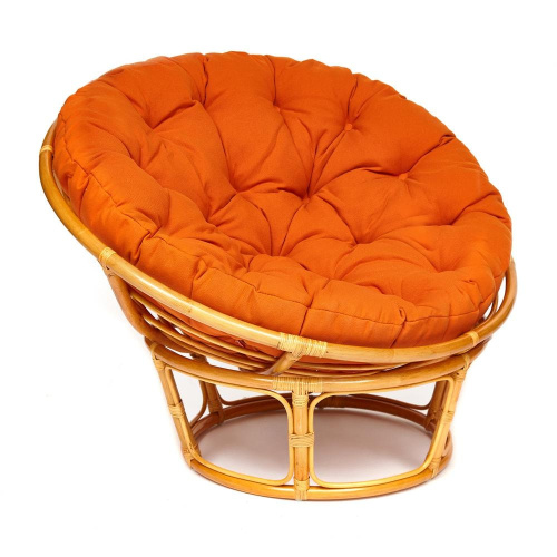 Кресло из ротанга Папасан (Papasan 23/01) + Подушка (Honey (мёд), ткань оранжевая). Фото №1