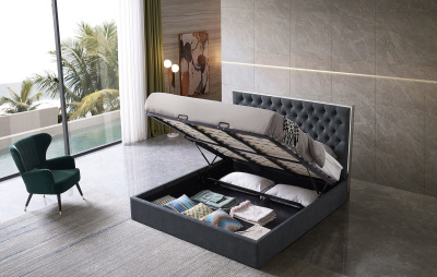 Кровать LBD1704 серая с ящиком для белья фото Кровать LBD1704 серая с ящиком для белья. Фото №3