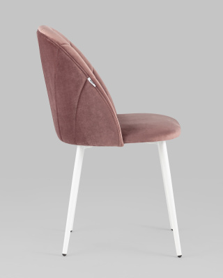 Стул Логан велюр пыльно-розовый белые ножки. Фото