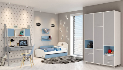 Полка навесная Polini Kids Mirum, голубой фото Полка навесная Polini Kids Mirum, голубой. Фото №3