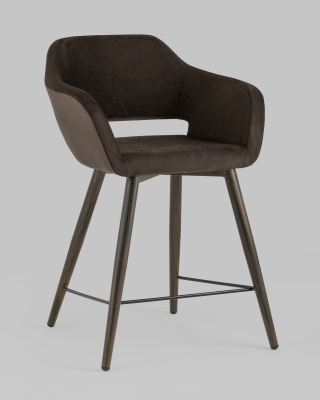 Стул полубарный Саймон велюр тёмно-коричневый. Фото