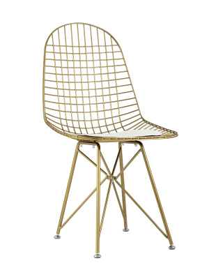 Стул обеденный Eiffel золотой с белой подушкой фото Стул обеденный Eiffel золотой с белой подушкой. Фото №2