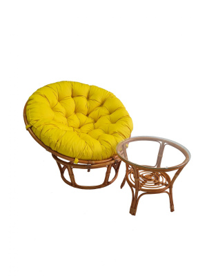 Кресло Папасан 23/01 с желтой подушкой. Фото