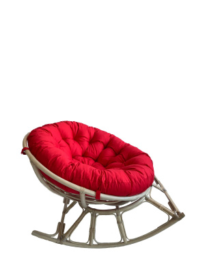 Кресло Папасан-качалка 23/01D с красной подушкой. Фото