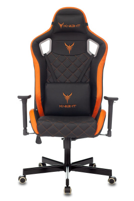 Кресло игровое Knight OUTRIDER черный/оранжевый ромбик эко.кожа с подголов. крестовина металл. Фото №5