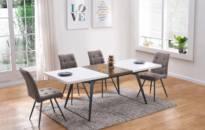 Стол DT-93B белый матовый/орех. Фото