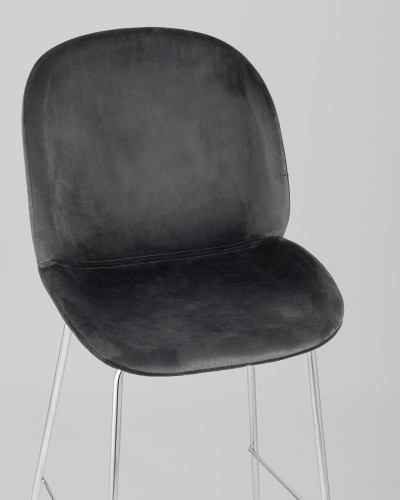 Стул полубарный Beetle со спинкой серый хромированные ножки. Фото №9