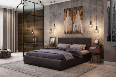 Ника Кровать 1.6 шоколад (экокожа) фото Ника Кровать 1.6 шоколад (экокожа). Фото