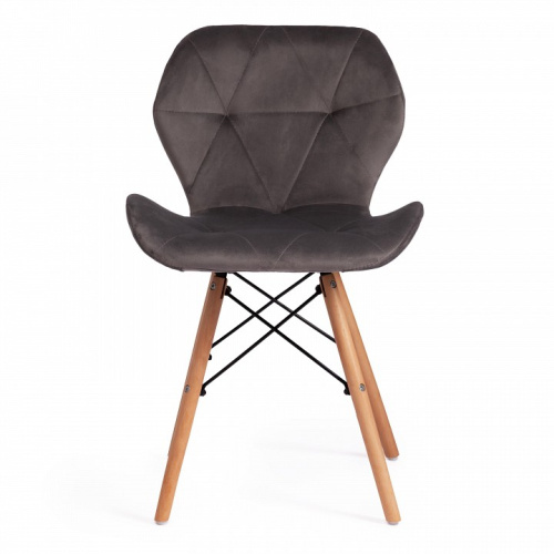 Стул STUTTGART (mod. 74) вельвет/дерево береза / металл, 50 х 47 х 73 см, серый (HLR 24)/натуральный (поставляется по 4 шт). Фото №2