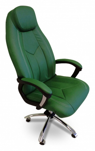 Компьютерное кресло BOSS (хром) кож/зам, зеленый/зеленый перфорированный, 36-001/36-001/06. Фото №1