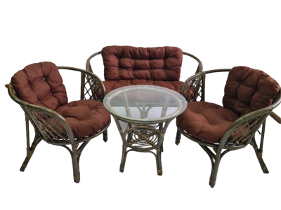 Комплект Багама с диваном и коричневыми подушками. Фото