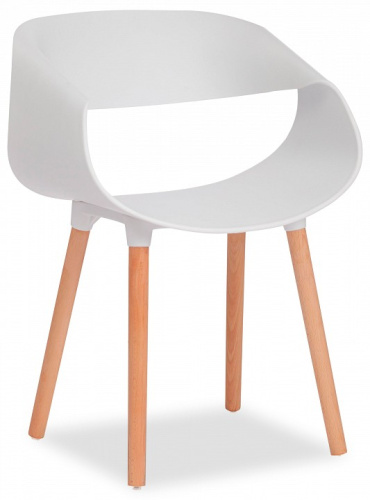 Стул  QXX  (mod. C1058) пластик/дерево, 54 х 56 х 78 см, белый 018 /натуральный  (поставляется по 4 шт). Фото №1