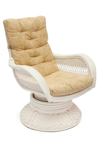 Кресло-качалка из ротанга Андреа релакс медиум (Andrea relax medium) + Подушка (TCH White). Фото №1